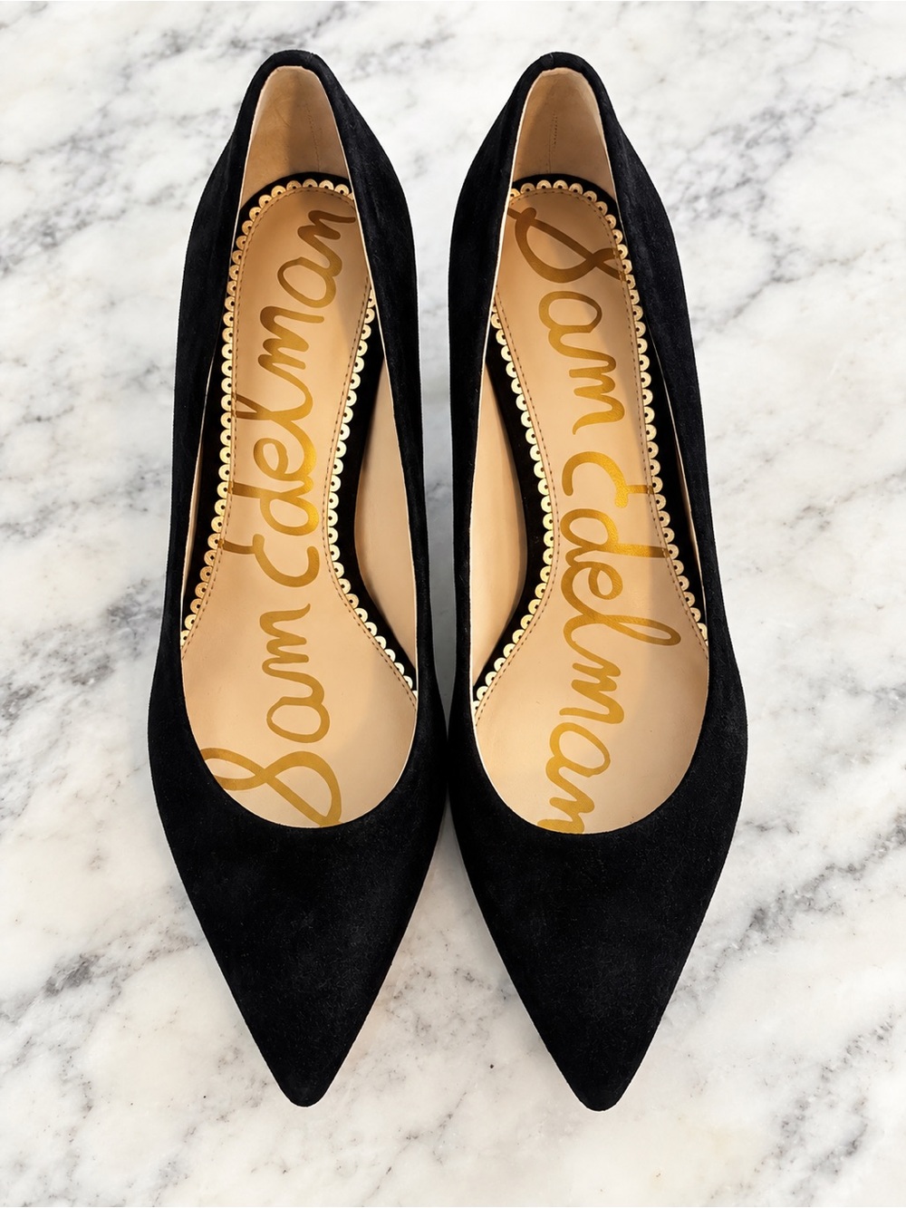Sam Edelman Black Suede Pointed Toe Heels